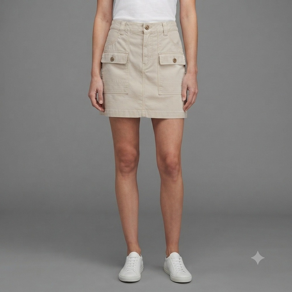 The Limited Skirt‎ Womens 2 Durable Goods Khaki Cotton Utility Cargo Mini Beige